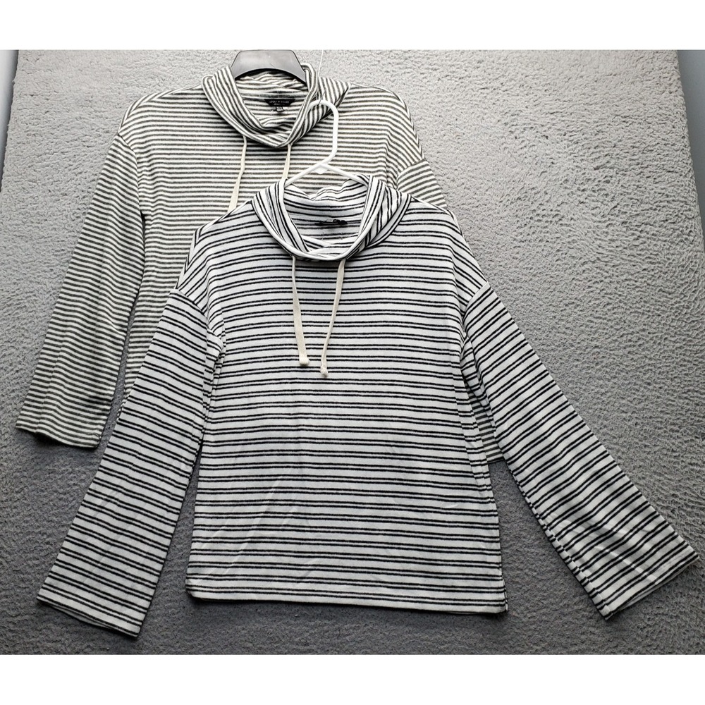 Lot Of 2 Lucky Brand Sweater Womens XS Multi Striped Cowl Neck Drop Shoulders